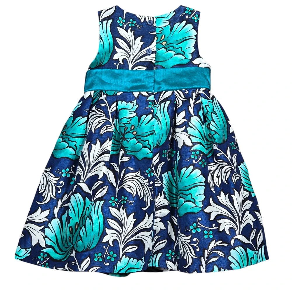 Gymboree Dress Toddler Girls‎ 2T Dressed Up Teal Blue Floral Fancy Photos Party